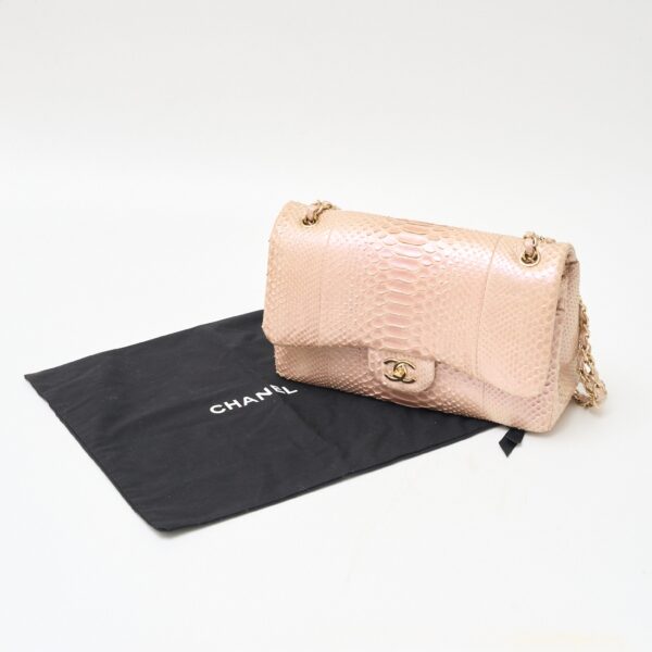 compass1707965086 Chanel Python Matelasse Chain Shoulder Bag Pink Beige