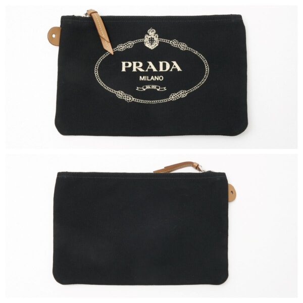 compass1708661071 Prada Canapa 2way Handbag Shoulder Bag Canvas Leather Black