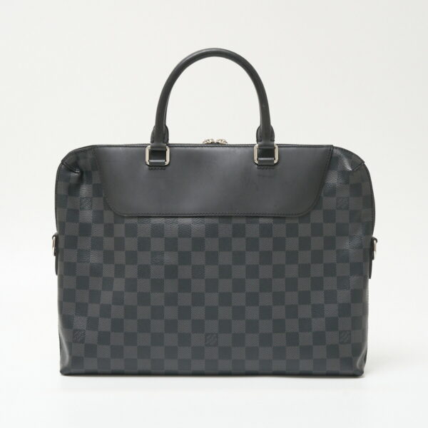 compass1710295206 Louis Vuitton Porte Documandeur Business Handbag Damier Graphite Leather Black