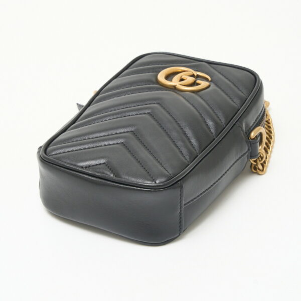 compass1710305509 Gucci GG Marmont Mini Shoulder Bag Chevron Quilted Leather Black