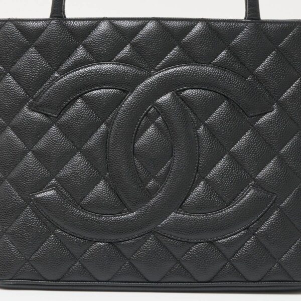 compass1711167627 Chanel Reprint Tote Hand Shoulder Bag Caviar Skin Black