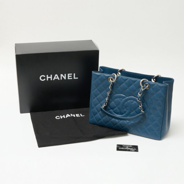 compass1711250126 Chanel GST Chain Tote Bag Blue Blue