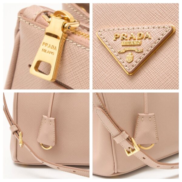 compass1711250788 Prada Saffiano 2way Shoulder Bag Saffiano Leather Pink Beige