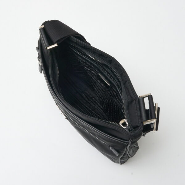 compass1713059786 Prada Nylon Shoulder Bag Black