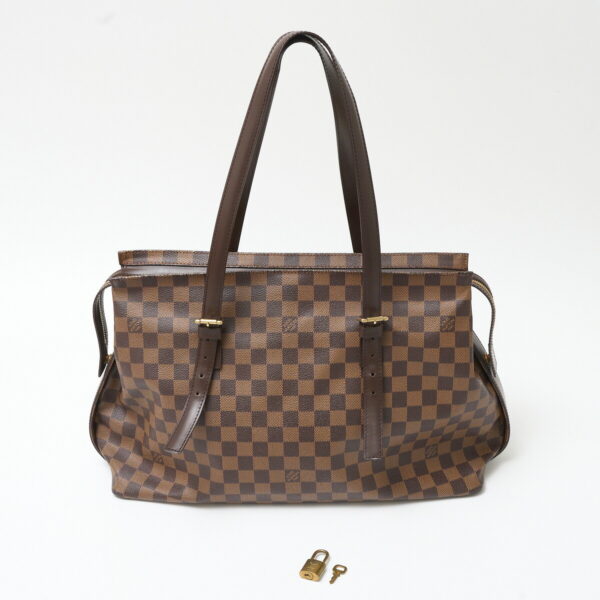 compass1713760104 Louis Vuitton Chelsea Shoulder Handbag Damier Leather Brown