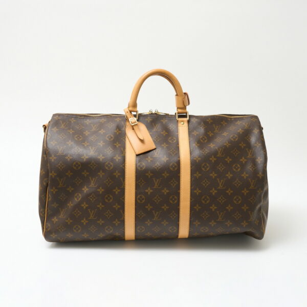 compass1714024327 Louis Vuitton Keepall Bandouliere 55 Monogram Leather Brown