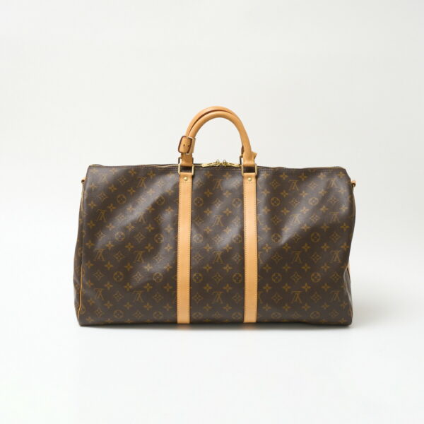 compass1714024355 Louis Vuitton Keepall Bandouliere 55 Monogram Leather Brown