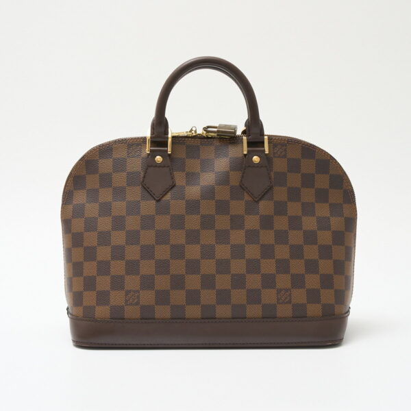 compass1714620123 Louis Vuitton Alma Handbag Damier Canvas Leather Brown