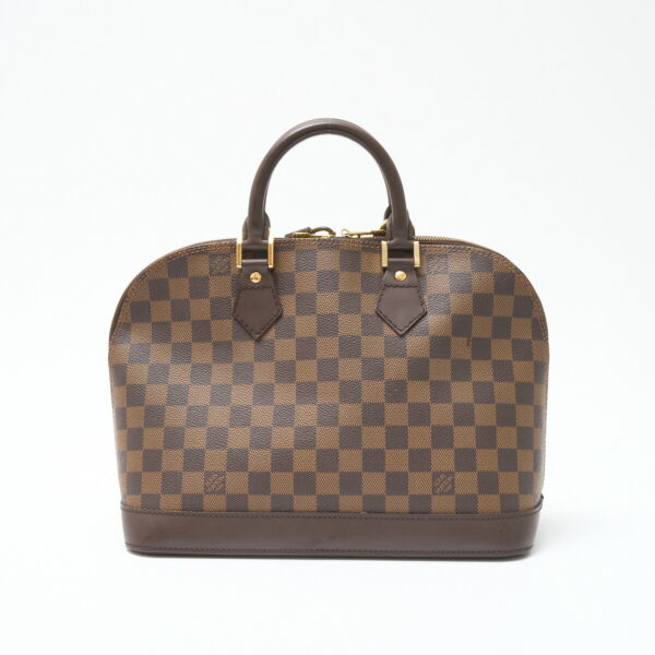 compass1714620136 Louis Vuitton Alma Handbag Damier Canvas Leather Brown