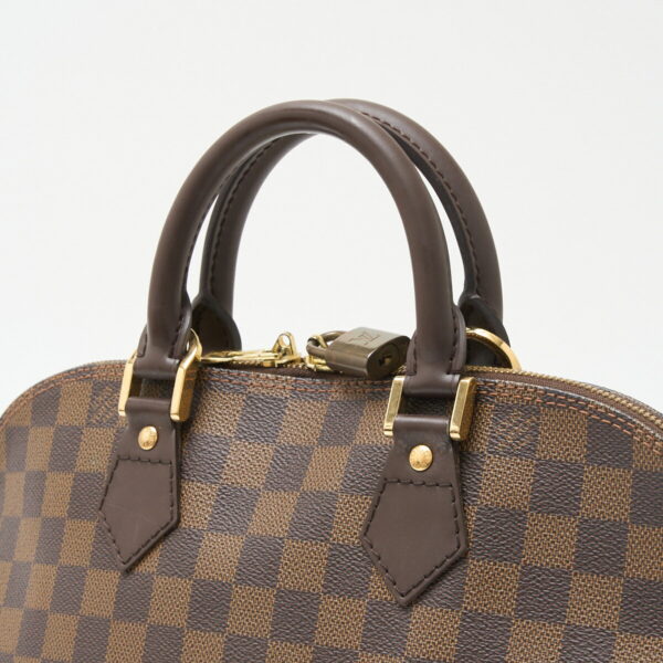 compass1714620158 Louis Vuitton Alma Handbag Damier Canvas Leather Brown