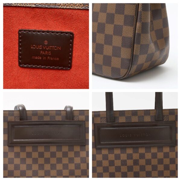 compass1714877870 Louis Vuitton Parioli PM Shoulder Tote Bag Damier Ebene Canvas Leather Brown