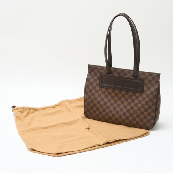 compass1714877878 Louis Vuitton Parioli PM Shoulder Tote Bag Damier Ebene Canvas Leather Brown