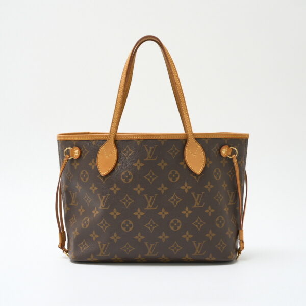 compass1714881873 Louis Vuitton Neverfull PM Tote Monogram Canvas Leather Brown