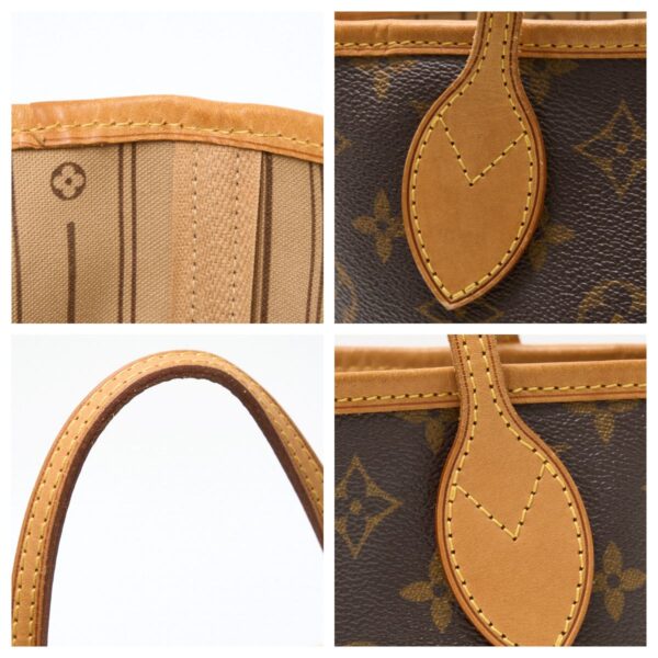 compass1714881910 Louis Vuitton Neverfull PM Tote Monogram Canvas Leather Brown