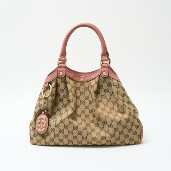 compass1715243306 Gucci Sookie Tote GG Canvas Leather Beige Pink