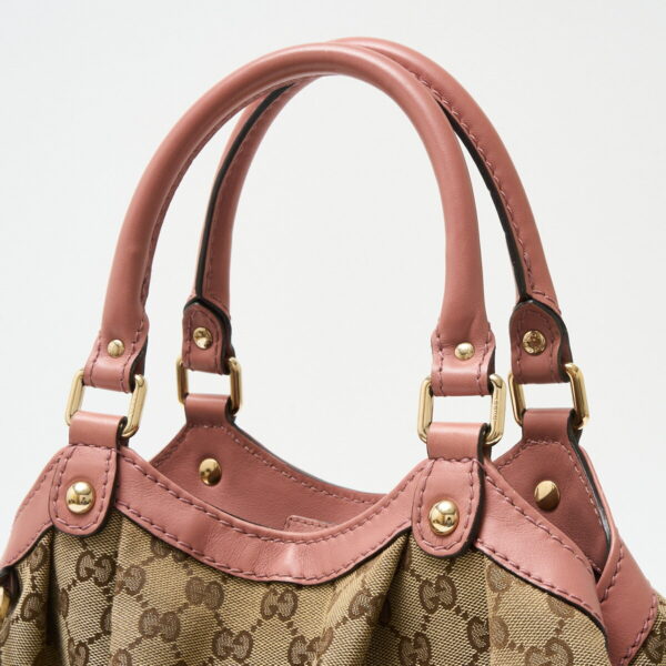 compass1715243369 Gucci Sookie Tote GG Canvas Leather Beige Pink