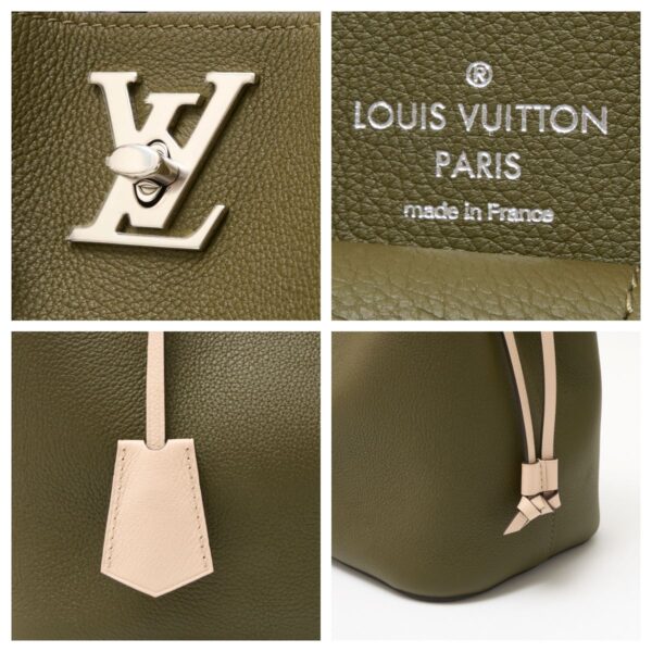 compass1715246071 Louis Vuitton Lock Me Bucket 2way Tote Shoulder Bag Calf Leather Khaki Beige