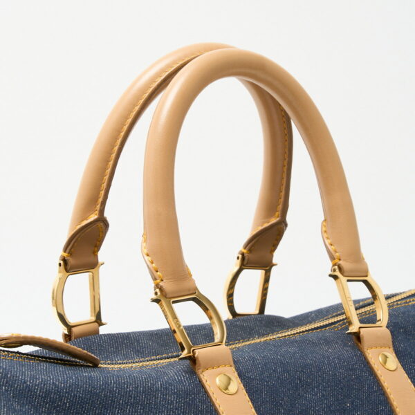 compass1715328229 Christian Dior Denim Canvas Leather Handbag Blue Beige