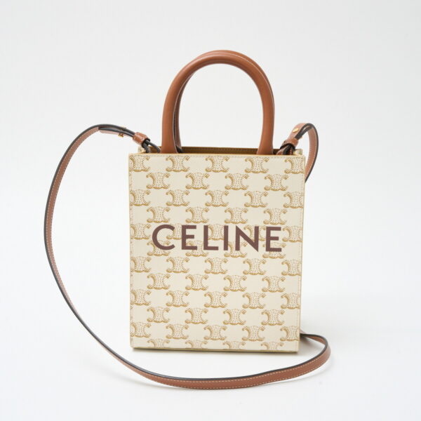 compass1715488436 Celine Mini Vertical Triomphe Hippo Bag Leather White