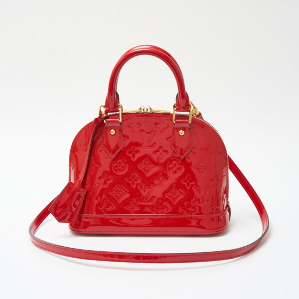 compass1715488973 Louis Vuitton Alma BB 2way Hand Shoulder Bag Vernis Leather Red