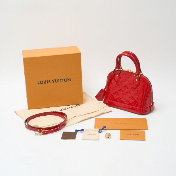 compass1715488983 Louis Vuitton Alma BB 2way Hand Shoulder Bag Vernis Leather Red