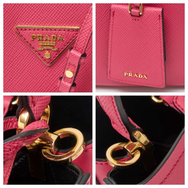 compass1717553447 Prada Pannier Saffiano Leather 2way Mini Shoulder Bag Pink Black