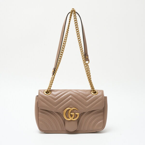 compass1718180039 Gucci GG Marmont Small Shoulder Bag Quilted Leather Gray Beige