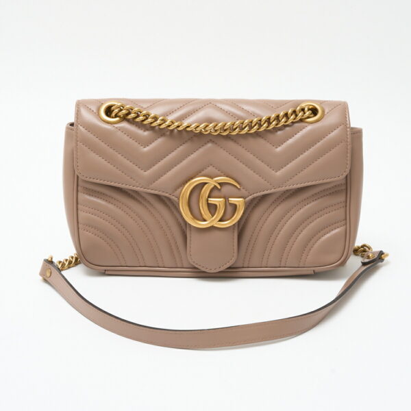 compass1718180051 Gucci GG Marmont Small Shoulder Bag Quilted Leather Gray Beige