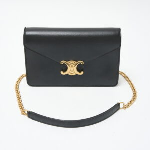 compass1718184072 CHANEL Wallet On Chain Gold Chain Quilted Lambskin black