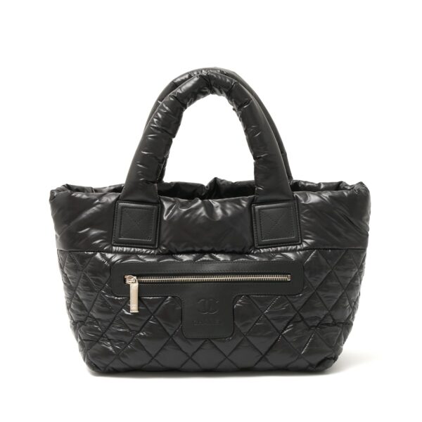 compass1718616490 Chanel Coco Cocoon Tote Nylon Leather Black Red