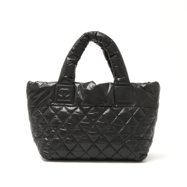 compass1718616501 Chanel Coco Cocoon Tote Nylon Leather Black Red