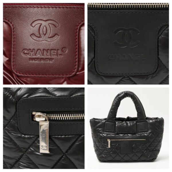 compass1718616526 Chanel Coco Cocoon Tote Nylon Leather Black Red