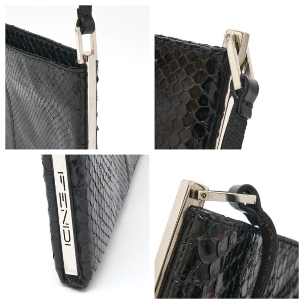 compass1718759676 Fendi Python Mini Leather Shoulder Crossbody Bag Black