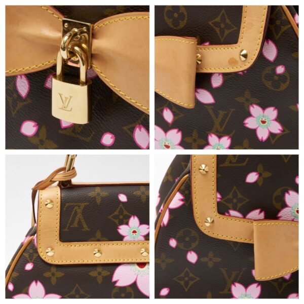 compass1718760372 Louis Vuitton Sac Retro PM Handbag Monogram Cherry Blossom Leather Brown Pink