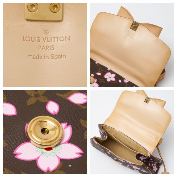 compass1718760385 Louis Vuitton Sac Retro PM Handbag Monogram Cherry Blossom Leather Brown Pink