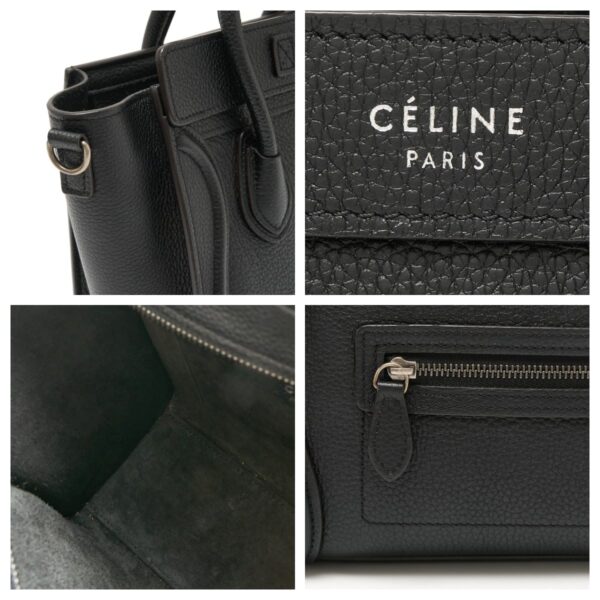 compass1719196614 Celine Luggage Nano 2WAY Handbag Calfskin Black