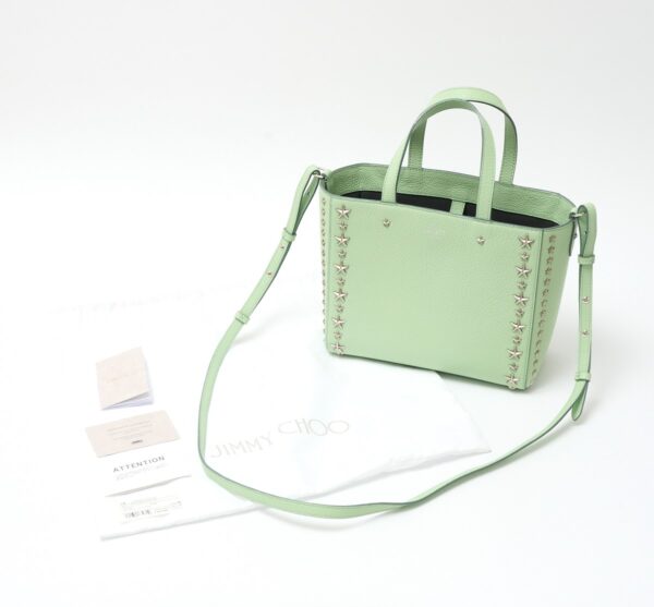 compass1722055000 Jimmy Choo Pegasi Tote Mini Handbag Leather Green