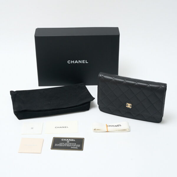 compass1722238210 Chanel Matelasse Chain Wallet Leather Black