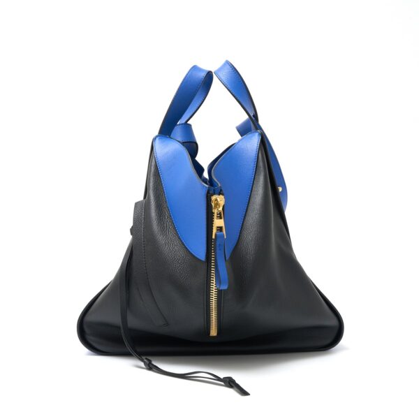 compass1723530925 Loewe Hammock Medium Calfskin 2way Shoulder Handbag Black Blue