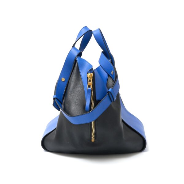 compass1723530937 Loewe Hammock Medium Calfskin 2way Shoulder Handbag Black Blue