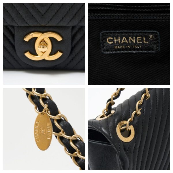 compass1723535374 Chanel V Stitch Chain Bag Lambskin Black