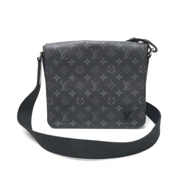 compass1724746712 Louis Vuitton District PM NM Shoulder Bag Monogram Eclipse Leather Black Gray