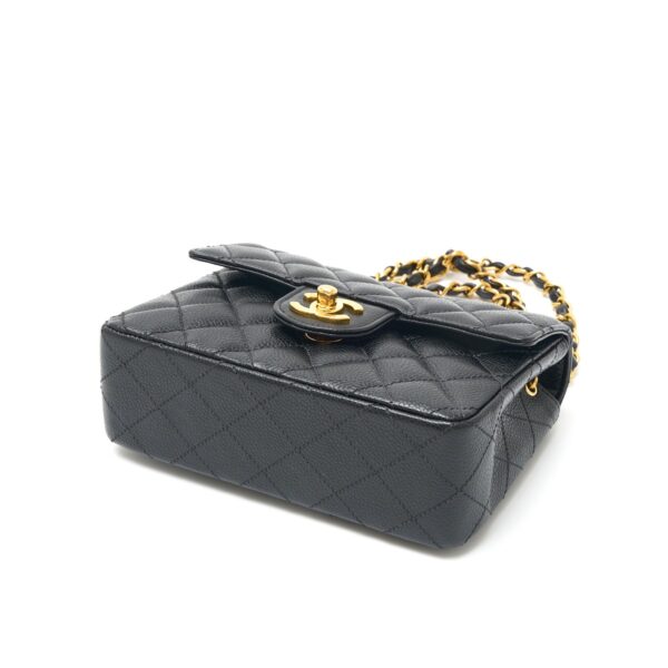 compass1724812449 Chanel Caviar Mini Matelasse Shoulder Bag Leather Black