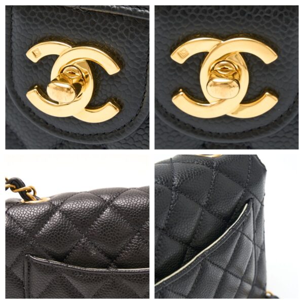 compass1724812478 Chanel Caviar Mini Matelasse Shoulder Bag Leather Black