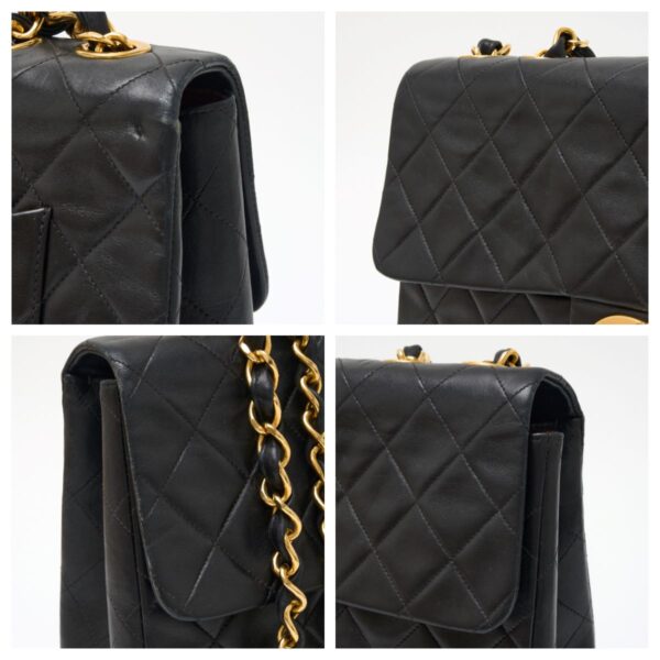 compass1724818358 Chanel Matelasse Double Chain Shoulder Bag Lambskin Black