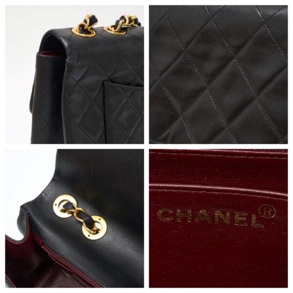 compass1724818370 Chanel Matelasse Double Chain Shoulder Bag Lambskin Black