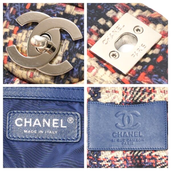 compass1726033142 Chanel Tweed Chain Bag Leather Multi Blue