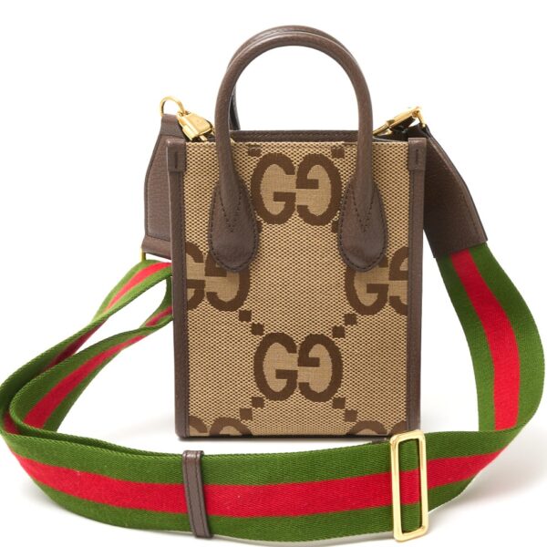 compass1726041740 Gucci Jumbo GG Mini Tote Canvas Leather Beige Brown