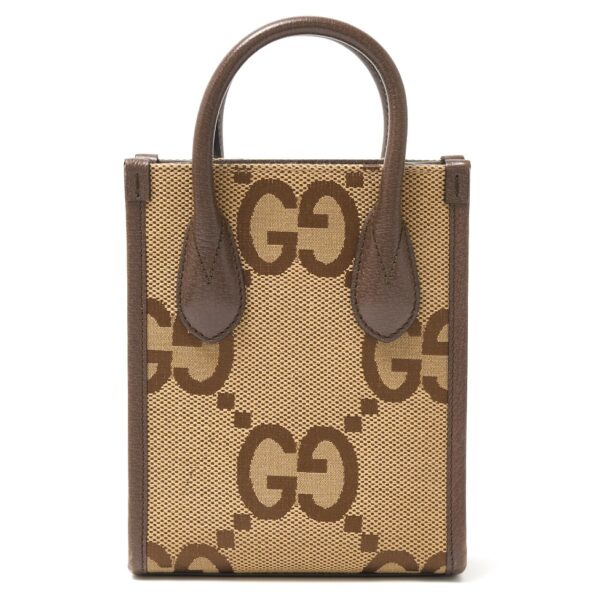 compass1726041782 Gucci Jumbo GG Mini Tote Canvas Leather Beige Brown