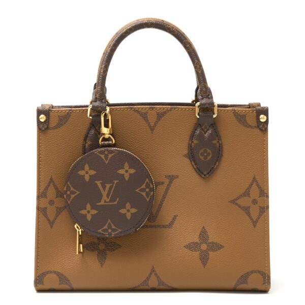 compass1726045651 Louis Vuitton On the Go PM Hand Shoulder Bag Reverse Leather Brown Beige